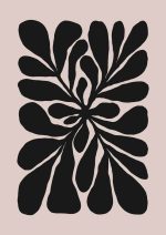 Stylized Floral Pattern - Beige & Black Theme - Minimalist Art Botanical Flower Print Wall Art Poster