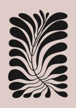 Stylized Floral Pattern - Beige & Black Theme - Minimalist Art Botanical Flower Print Wall Art Poster