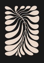 Stylized Floral Pattern - Beige & Black Theme - Minimalist Art Botanical Flower Print Wall Art Poster