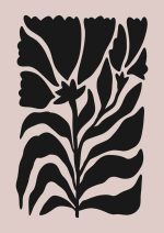 Stylized Floral Pattern - Beige & Black Theme - Minimalist Art Botanical Flower Print Wall Art Poster