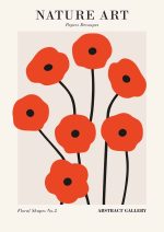 Floral Shapes No.2 - Abstract Poppy Art Print - Matisse Style Floral Botanical Flower Print Wall Art Poster