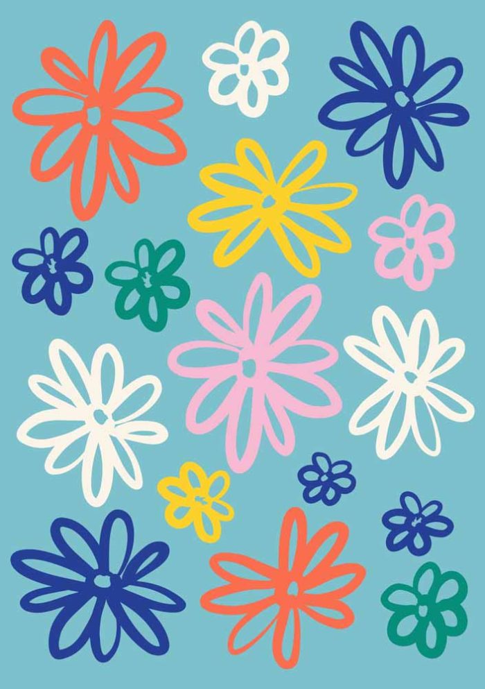Floral Snowflake Botanical Flower Print Wall Art Poster - Image 1