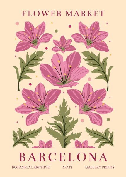 Floral Market Barcelona Botanical Flower Print Wall Art Poster