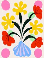 Stylized Flower Bouquet - Modern Floral Art Botanical Flower Print Wall Art Poster