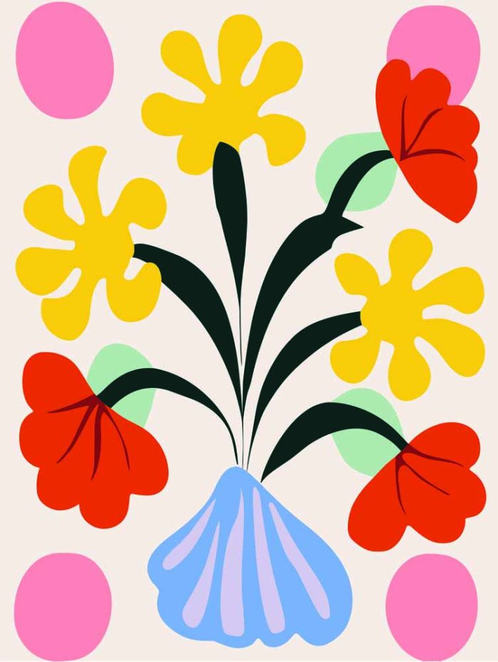 Stylized Flower Bouquet - Modern Floral Art Botanical Flower Print Wall Art Poster - Image 1
