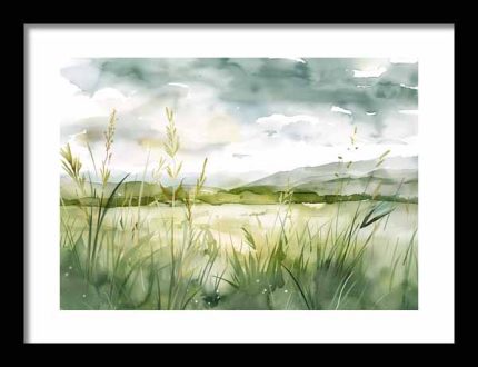 Framed Poster Wildgrass Field AI Poster Wall Art Framed Poster