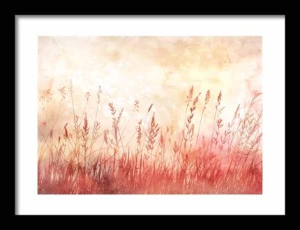 Framed Poster Wildgrass Field AI Poster Wall Art Framed Poster