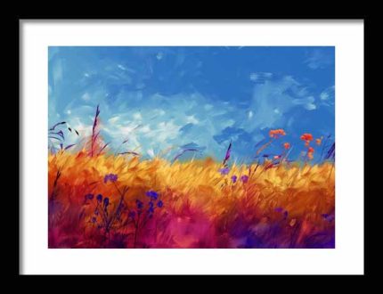 Framed Poster Wildgrass Field AI Poster Wall Art Framed Poster