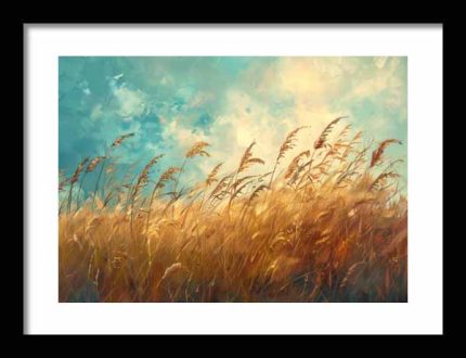 Framed Poster Wildgrass Field AI Poster Wall Art Framed Poster