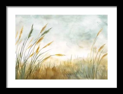 Framed Poster Wildgrass Field AI Poster Wall Art Framed Poster