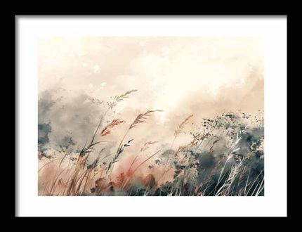 Framed Poster Wildgrass Field AI Poster Wall Art Framed Poster