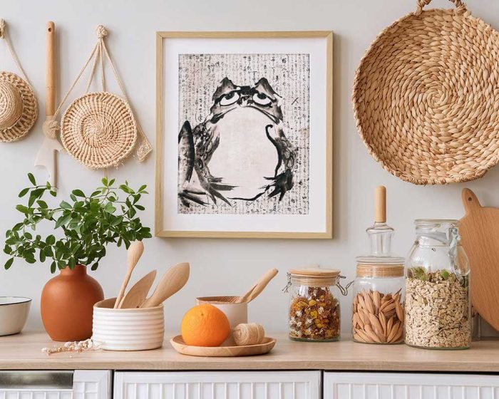 Hoji Matsumoto Frog Painting: Edo Period Ink Wash Art Print Traditional Japanese Wall Art