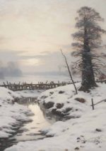 Snowy River Landscape | Winter Stream Art Print Neutral Theme Vintage Posters Wall Art Poster