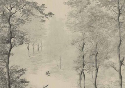 Monochrome Forest Illustration | Black and White Nature Art Print Neutral Theme Vintage Posters Wall Art Poster