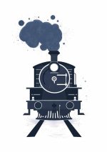Simple Drawing navy blue AI Print Wall Art Poster