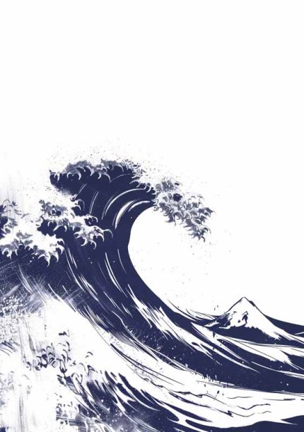 Simple Drawing navy blue AI Print Wall Art Poster