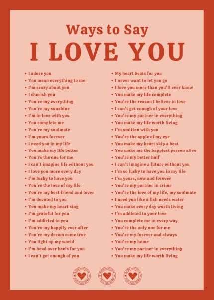 Ways to Say I Love You Poster - Romantic Quotes & Expressions Poster Wall Art Aluminum Print