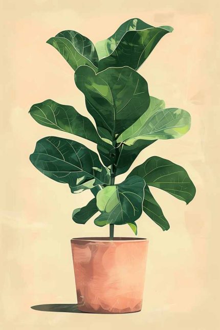 Fiddle Leaf Fig Art Print, Houseplant Botanical Poster, Indoor Plant Wall Art Poster Wall Art