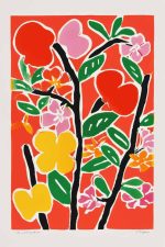 Stylized Floral Poster, Colorful Flower Arrangement, Graphic Botanical Art Poster Wall Art