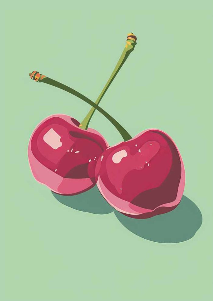 Cherries  Trendy Colorful Poster Wall Art - Image 1