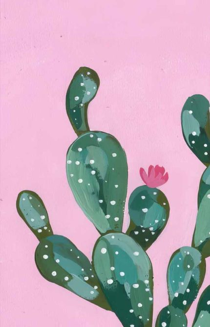 Prickly Pear Cactus Art Print, Pink Cactus Flower Poster, Desert Plant Wall Art Poster Wall Art