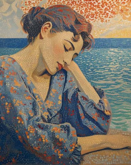 Woman Portrait By The Sea Eclectic Trendy Colorful Wall Art Poster