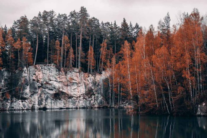 Autumn Reflections at Adršpach Lake Stock Image - Image 1
