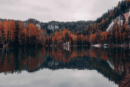 Autumn Reflections at Adršpach Lake Stock Image