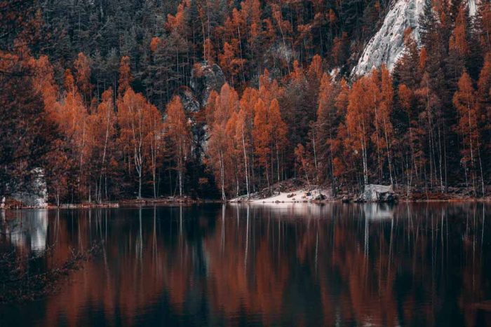 Autumn Reflections at Adršpach Lake Stock Image - Image 1
