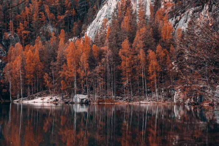 Autumn Reflections at Adršpach Lake Stock Image - Image 1