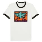 Flying Figure Graphic Tee | Pop Art Ringer T-Shirt | Street Art Inspired Tee Unisex Ringer T-shirt - Image 2