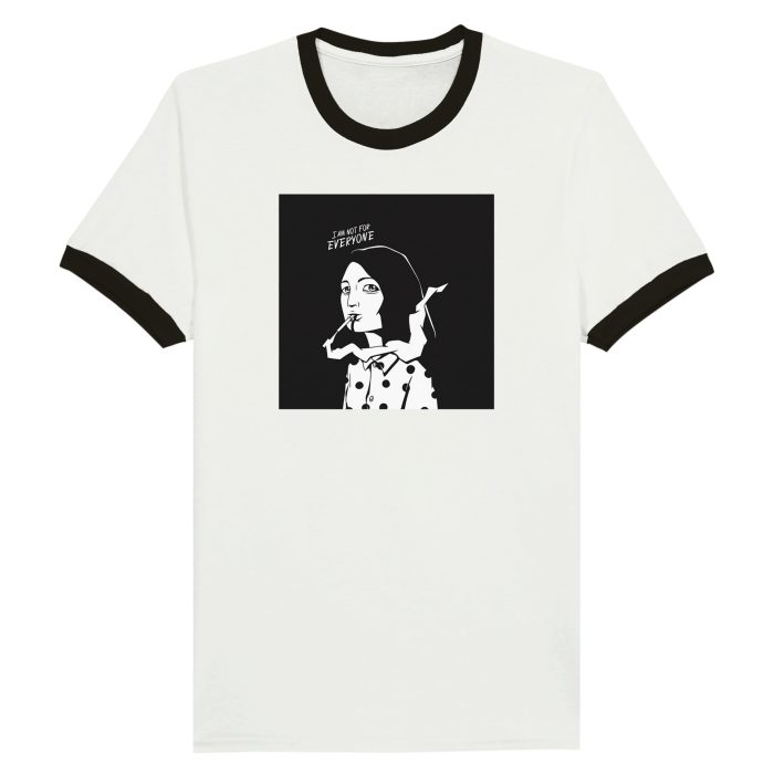 "I'm Not For Everyone" Graphic Portrait Black and White Unisex Ringer T-shirt - Image 1