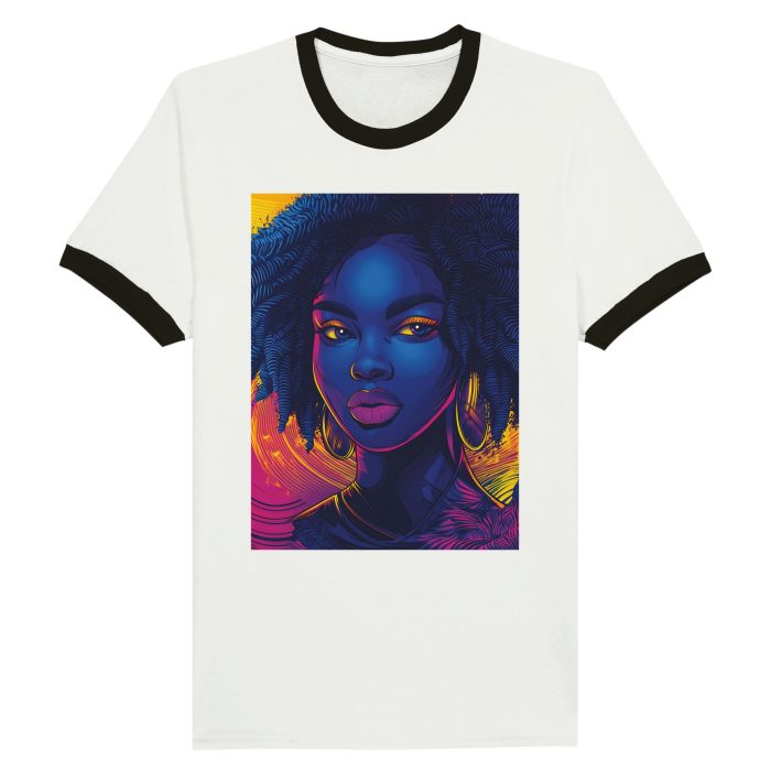 Woman Psychedelic Colorful Unisex Ringer T-shirt