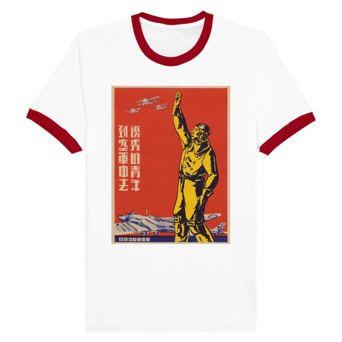 Wings of the Past Classic Aviation Art T-Shirt Unisex Ringer T-shirt