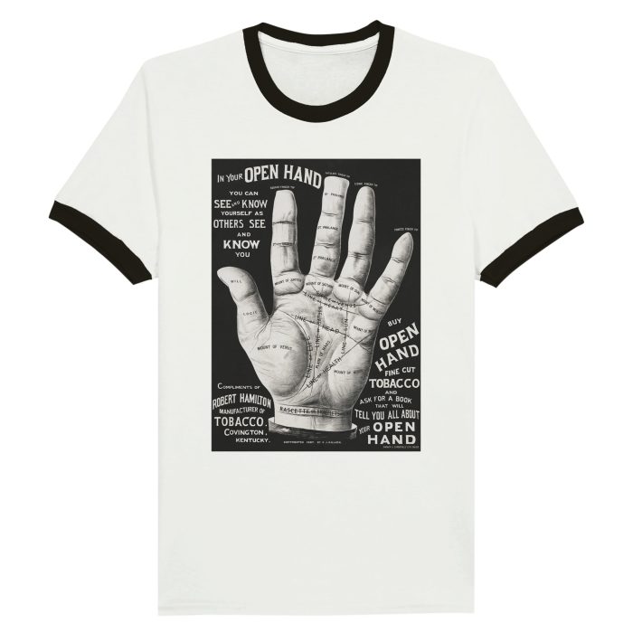 Antique Palmistry Chart T-Shirt: Fortune Telling & Nostalgia Unisex Ringer T-shirt