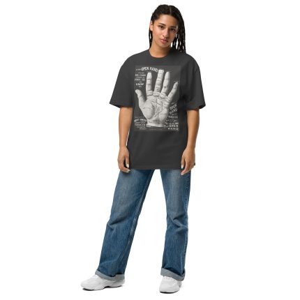 Antique Palmistry Chart T-Shirt: Fortune Telling & Nostalgia Oversized faded t-shirt