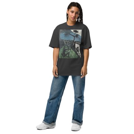 Dance of Shadows: Abstract Expressionist Artwork Oversized faded t-shirt