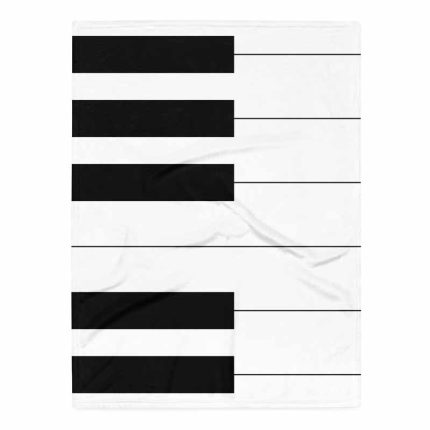 Piano Keys Graphic – Black and White Keyboard Art Print Throw Blanket