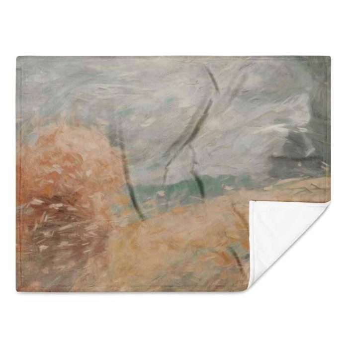Muted Tone Landscape Painting | Calm Abstract Art Throw Blanket - Image 1
