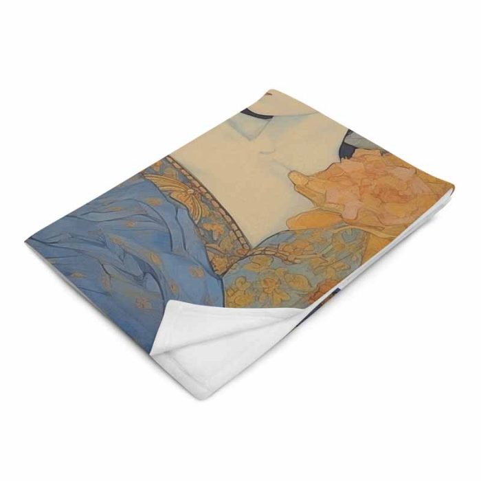 Dreamy Woman with Cat Amidst Golden Flowers Painting Aesthetic Poster Prints: Elevate Your Space with Trendy Designs - Image 5