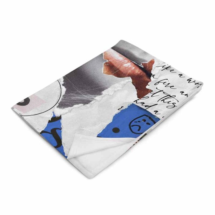 Fragmented Portrait Collage – Courage and Inner Strength Art Trendy Colorful Throw Blanket - Image 2