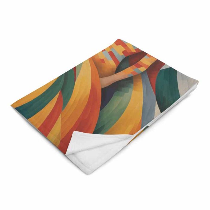 Woman in Colorful Dress: Art Deco Painting Throw Blanket - Image 2