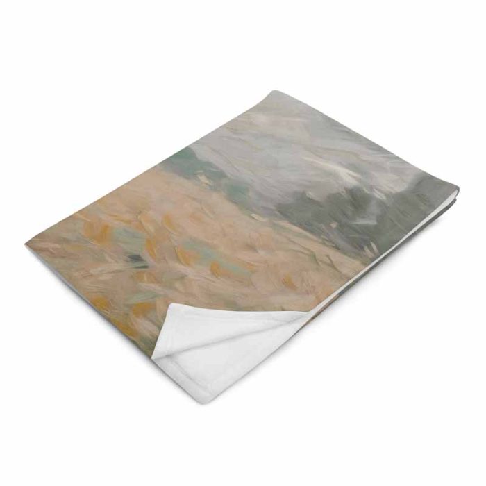 Muted Tone Landscape Painting | Calm Abstract Art Throw Blanket - Image 2