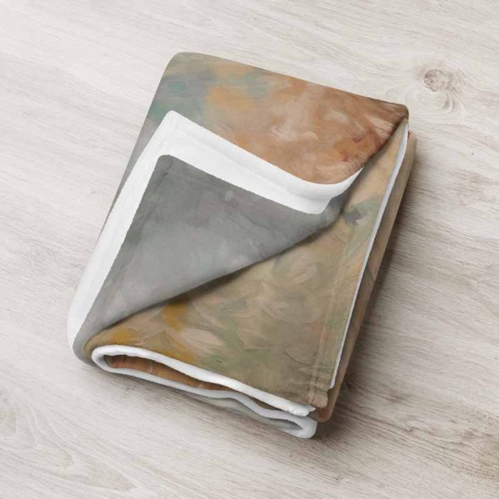 Muted Tone Landscape Painting | Calm Abstract Art Throw Blanket - Image 3
