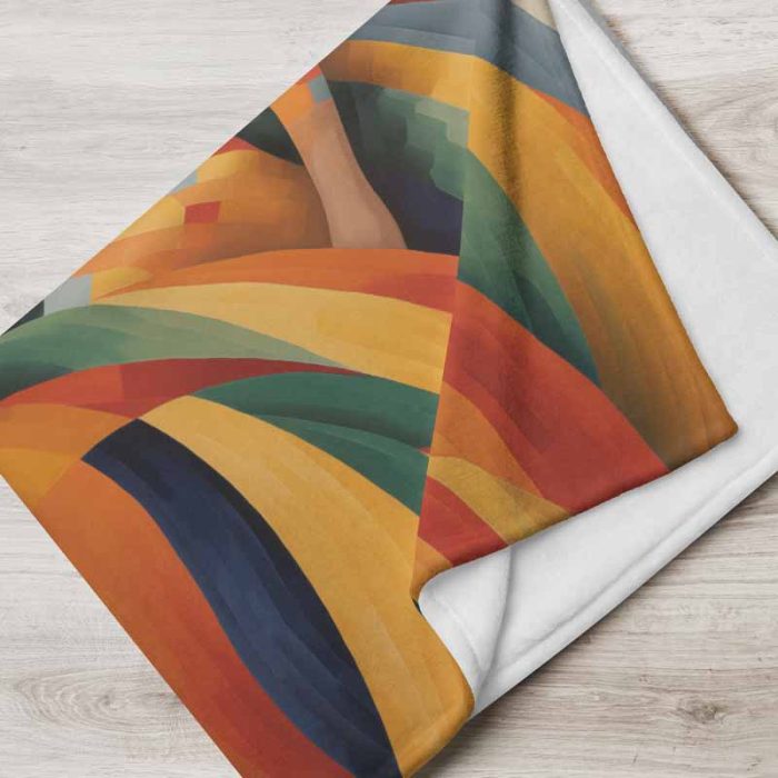 Woman in Colorful Dress: Art Deco Painting Throw Blanket - Image 5