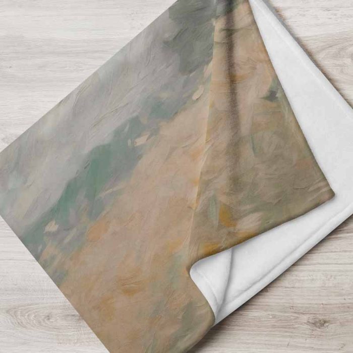 Muted Tone Landscape Painting | Calm Abstract Art Throw Blanket - Image 5
