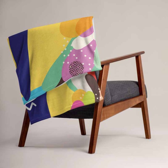 Stop Think Before You Act Poster – Colorful Hand Design Trendy Colorful Throw Blanket - Image 8