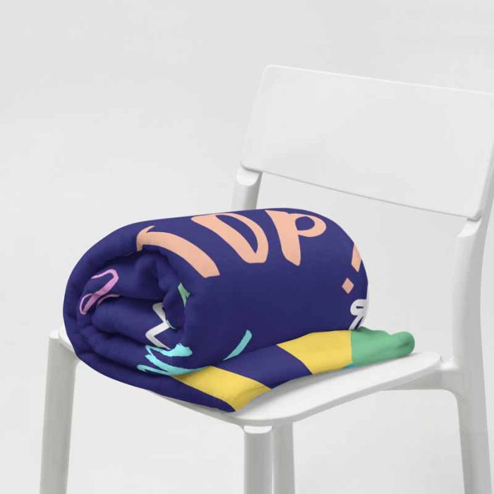 Stop Think Before You Act Poster – Colorful Hand Design Trendy Colorful Throw Blanket - Image 11