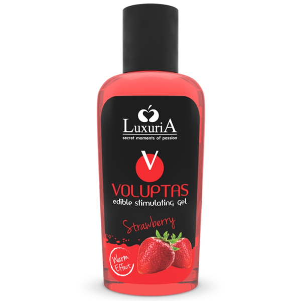 GEL DE MASSAGEM COMESTÍVEL LUXURIA VOLUPTAS EFEITO AQUECENTE - MORANGO 100 ML