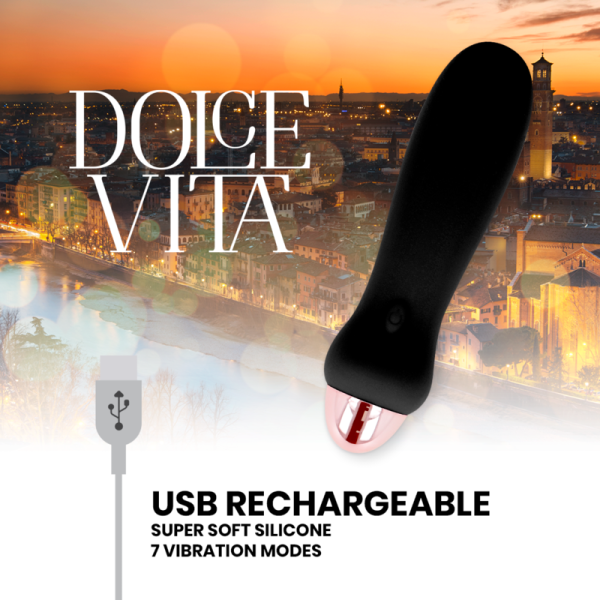 DOLCE VITA - VIBRADOR RECARREGÁVEL CINCO PRETO 7 VELOCIDADES - Image 4